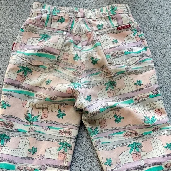 Braxton Jeans Women 11 Pink Tropical Palm Tree Print Beach Retro Stretch - Picture 7 of 13